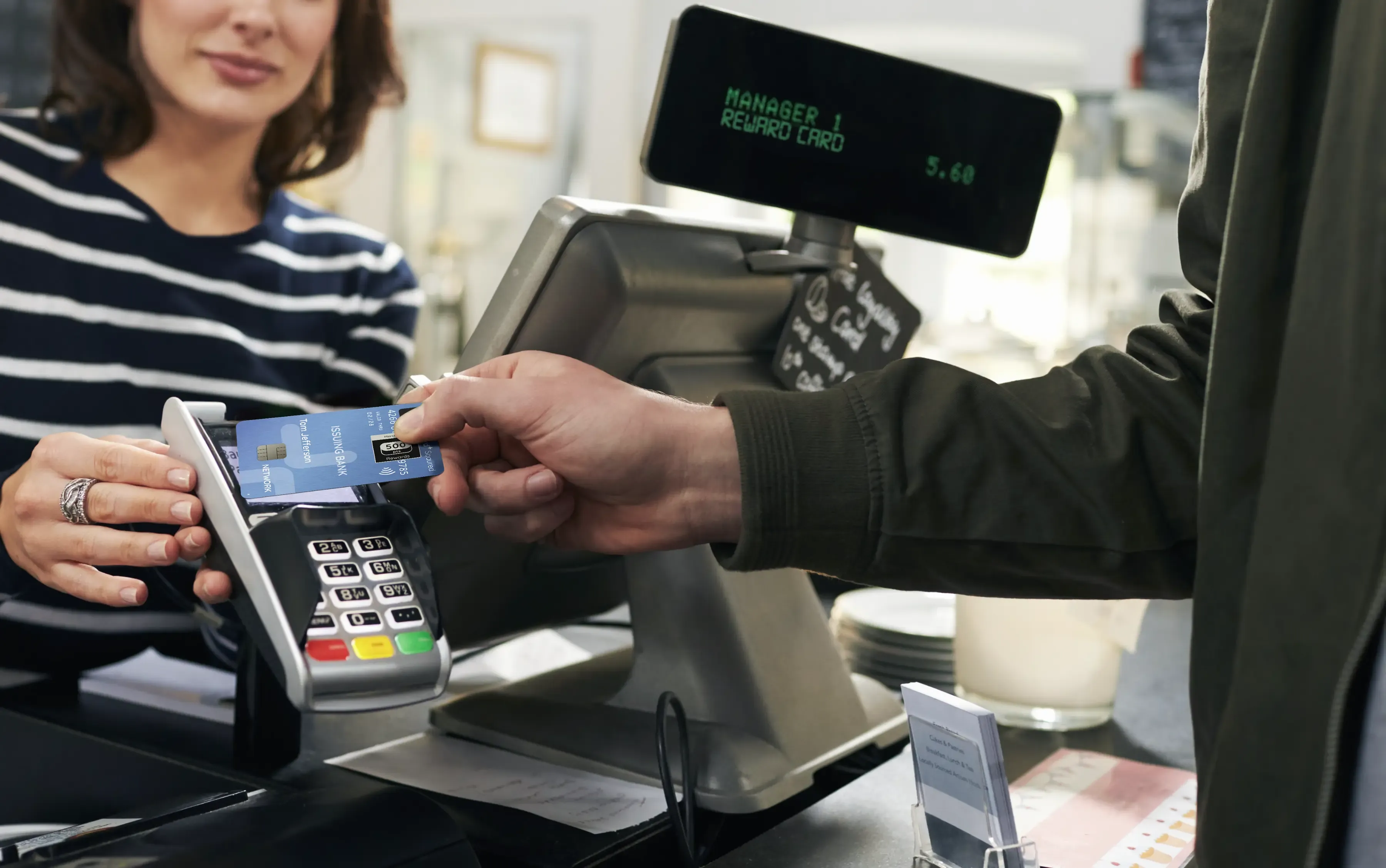 Using Card+ Squared to do a reward card transaction at a merchant